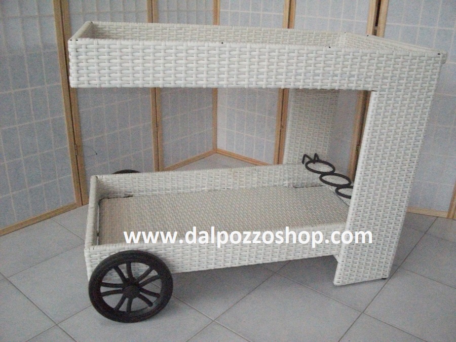 B5064/B CARRELLO BAR BIANCO PERLA RATTAN SINTETICO